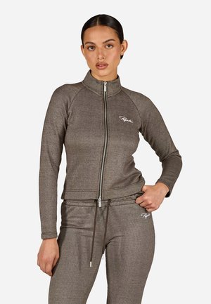 TIRANA SLIM LOUNGE JACKET - Gilet - washed walnut brown/cozy beige