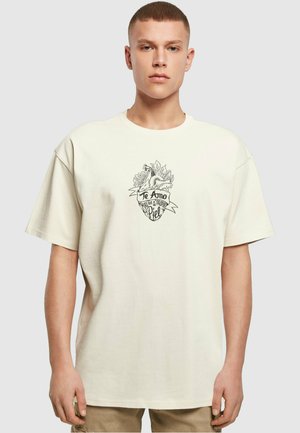 Merchcode FRIDA KAHLO TE AMO OUTLINE HEAVY OVERSIZE TEE - T-shirts med print - sand