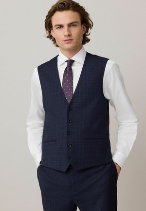 REGULAR FIT - CHECK TEXTURE - Waistcoat - navy