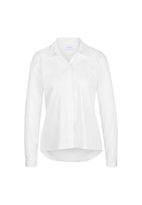Witte lange mouwen blouse, gemaakt van gladde stof, met een klassieke kraag en een licht gebogen zoom voor een relaxte fit.