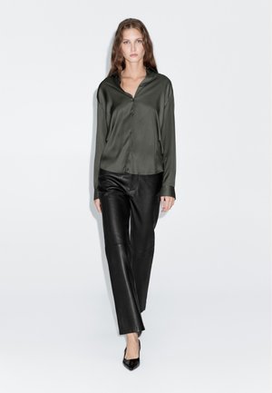 Massimo Dutti FLOWING SATIN LONG SLEEVE - Overhemdblouse - dark grey