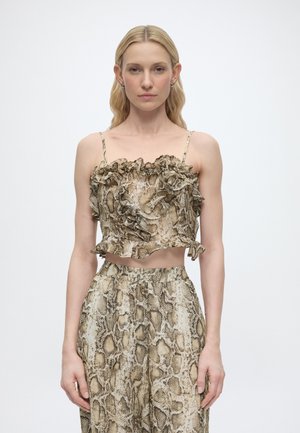 ALIRA PRINTED FRILL CROP TOP - Blouse - snake skin