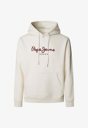 Kreminkrāsas krekls ar kapuci, izgatavots no mīksta auduma, ar priekšējo kabatu, stiprinājumu kapuces auklām un bordo krāsas "Pepe Jeans London" logotipu.