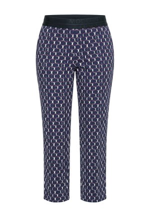 Ulla Popken, GEOMETRIC PRINT ELASTIC WAIST PANTS - Pantalones - dark plum