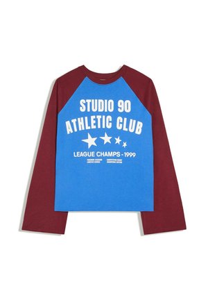 Bershka, LONG RAGLAN SLEEVE WITH CONTRAST PRINT - T-SHIRT - Langærmet T-shirt - blue
