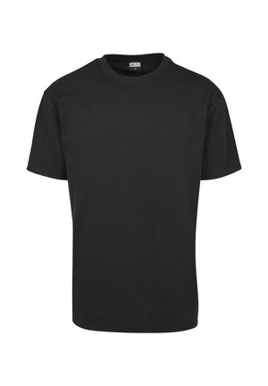 Czarna koszulka z krótkim rękawem, z okrągłym dekoltem i regularnym krojem, z metką Urban Classics wewnątrz kołnierza.