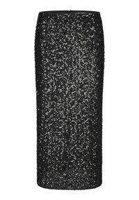 Musthave mustribuudine seeliku mudel, mis on valmistatud mustade sädelevate litritega. Omab tihedat siluetti, siledat tekstuuri, keskmist pikkust ning seljaosa lukku.