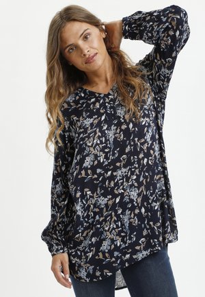 Blouse - midnight / brown leafs