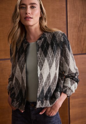 Street One, LONG-SLEEVE BLOUSON WITH CHECK PATTERN - Gilet - black coffee