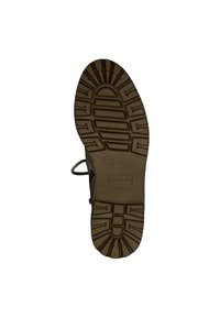 Semelle en caoutchouc marron avec des rainures profondes, présentant un design texturé et des rainures flexibles, étiquetée en taille 37. Renforcée avec un matériau supérieur sombre.