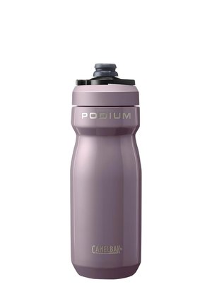 Purple Camelbak Podium sports water bottle with black flip-top cap, designed for cycling and outdoor activities.