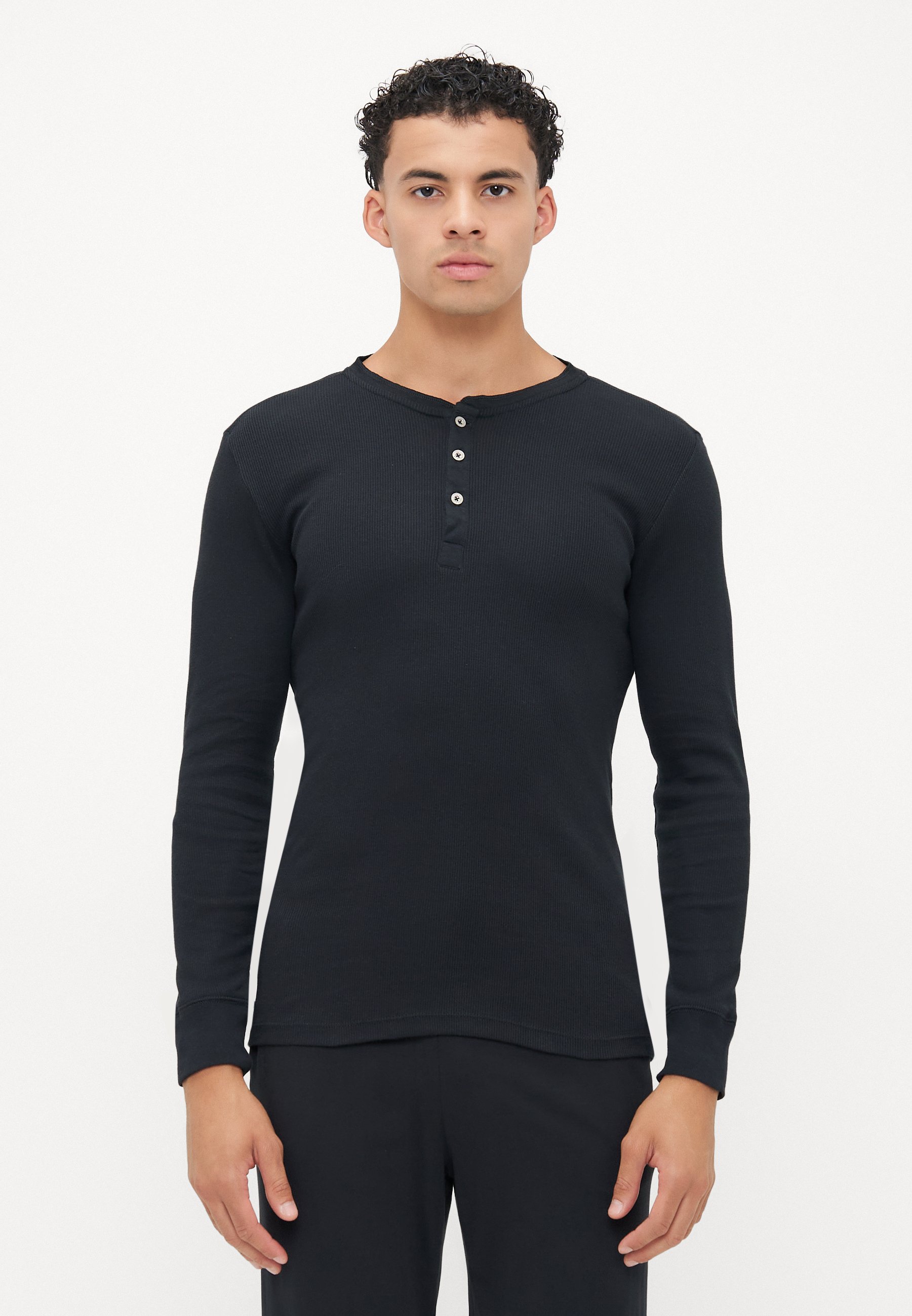 Leversic Winterpyjama voor heren, lange mouwen, van katoen, Henley-shirt, met broek voor het hele lichaam, 721, blauw, 3XL