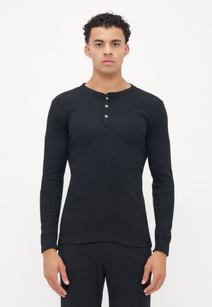 LONG SLEEVE HENLEY - Pyjamasöverdel - black