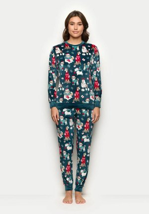 FAMILY DOGS SET - Pyžamová sada - dark green with print