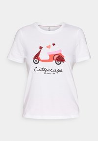 ONLKITA LIFE HEART TOP BOX - T-shirt print - bright white print/cityscape