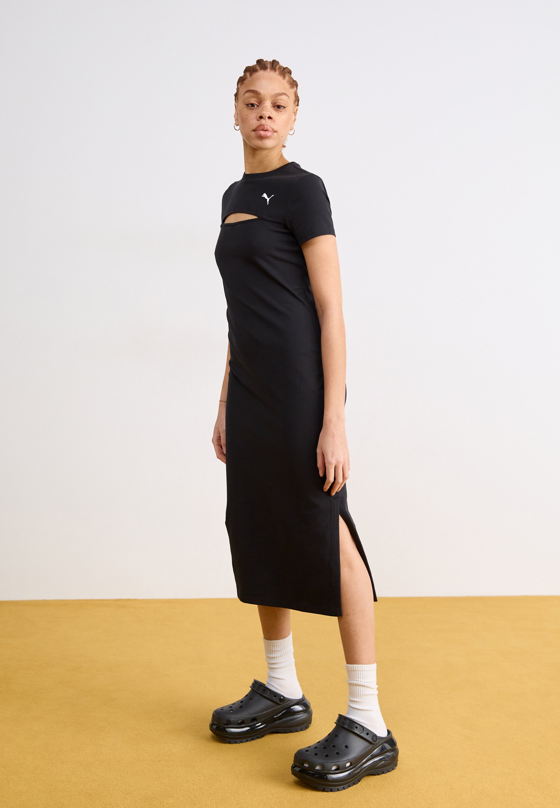 Puma WARDROBE MIDI CUT OUT DRESS - Jersey dress - black - Zalando Puma WARDROBE MIDI CUT OUT DRESS - Jersey dress - black - Zalando