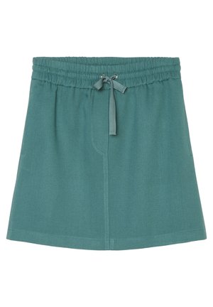 Groene casual rok met elastische tailleband en voorzijde koordsluiting, met eenvoudige stiksels en een rechte zoom.
