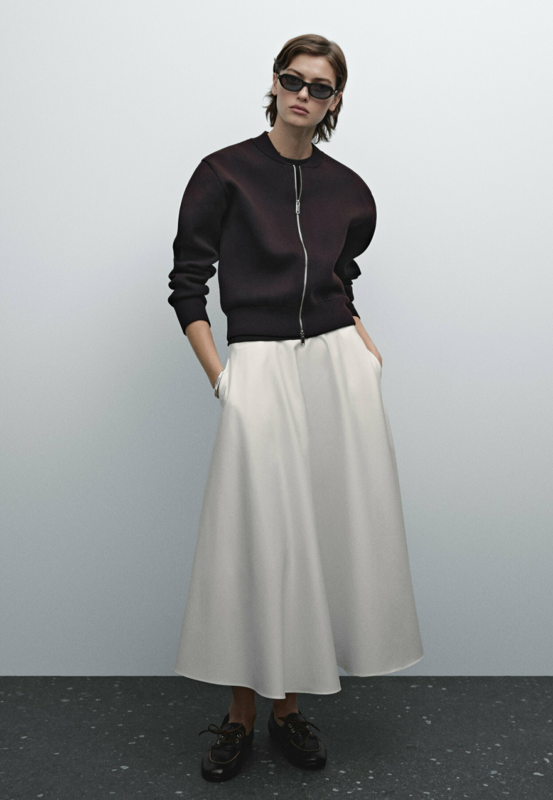 ◆Massimo Dutti◆ Knit A-line midi skirt Massimo Dutti A-line skirt - white - Zalando.co.uk