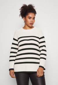 Kaffe Curve - MILLA  - Strickpullover - sand dollar / black stripe Thumbnail-Bild 1