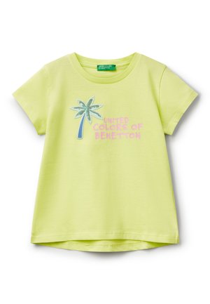 United Colors of Benetton SHORT SLEEVE WATER GRAPHIC REGULAR FIT - Triko s potiskem - yellow