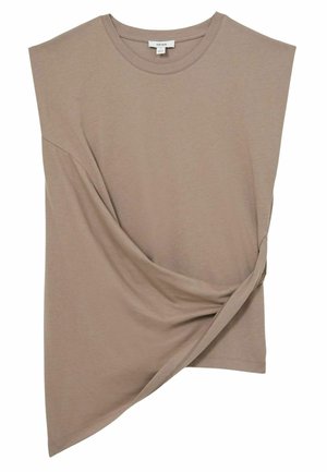 Reiss REGULAR FIT - DRAPE - Triko s potiskem - taupe neutral