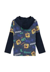 Hoodie aus Baumwollmischung mit einem mehrfarbigen SpongeBob-Print und verschiedenen verspielten Texten. Lange Ärmel, marineblaue Akzente.