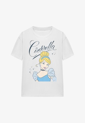 Disney, CINDERELLA HEADSHOT WITH FANCY SCRIPT - Print T-shirt - white