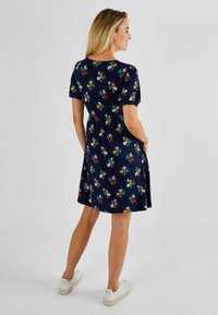 JoJo Maman Bébé DITSY PRINT V-NECK REGULAR FIT - Tričkové šaty - navy blue floral
