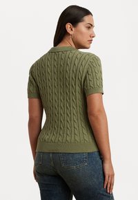 Lauren Ralph Lauren Woman NATRISSA CABLE KNIT COTTON POLO SWEATER - Svetr - sage green