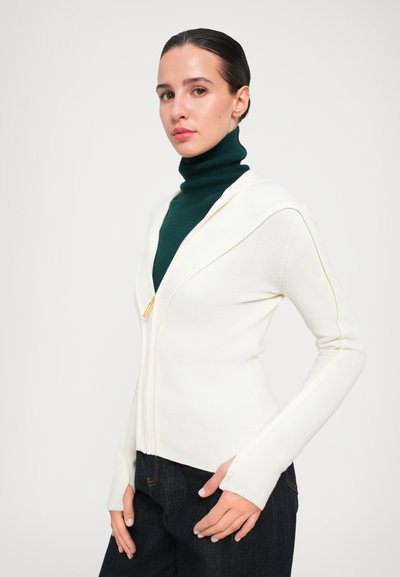 Victoria Beckham PIPING DETAIL HOODED - Sudadera con cremallera - ivory
