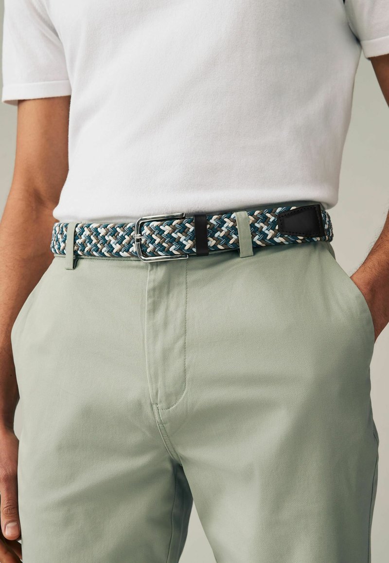 Next ELASTICATED - REGULAR FIT - Curea împletită - white and blue