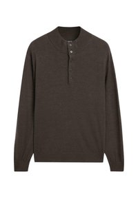 MOCK NECK SWEATER WITH BUTTONS  - Jumper - dark brown