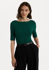 Lauren Ralph Lauren STRETCH COTTON BOATNECK TEE - Navadna majica - deep emerald