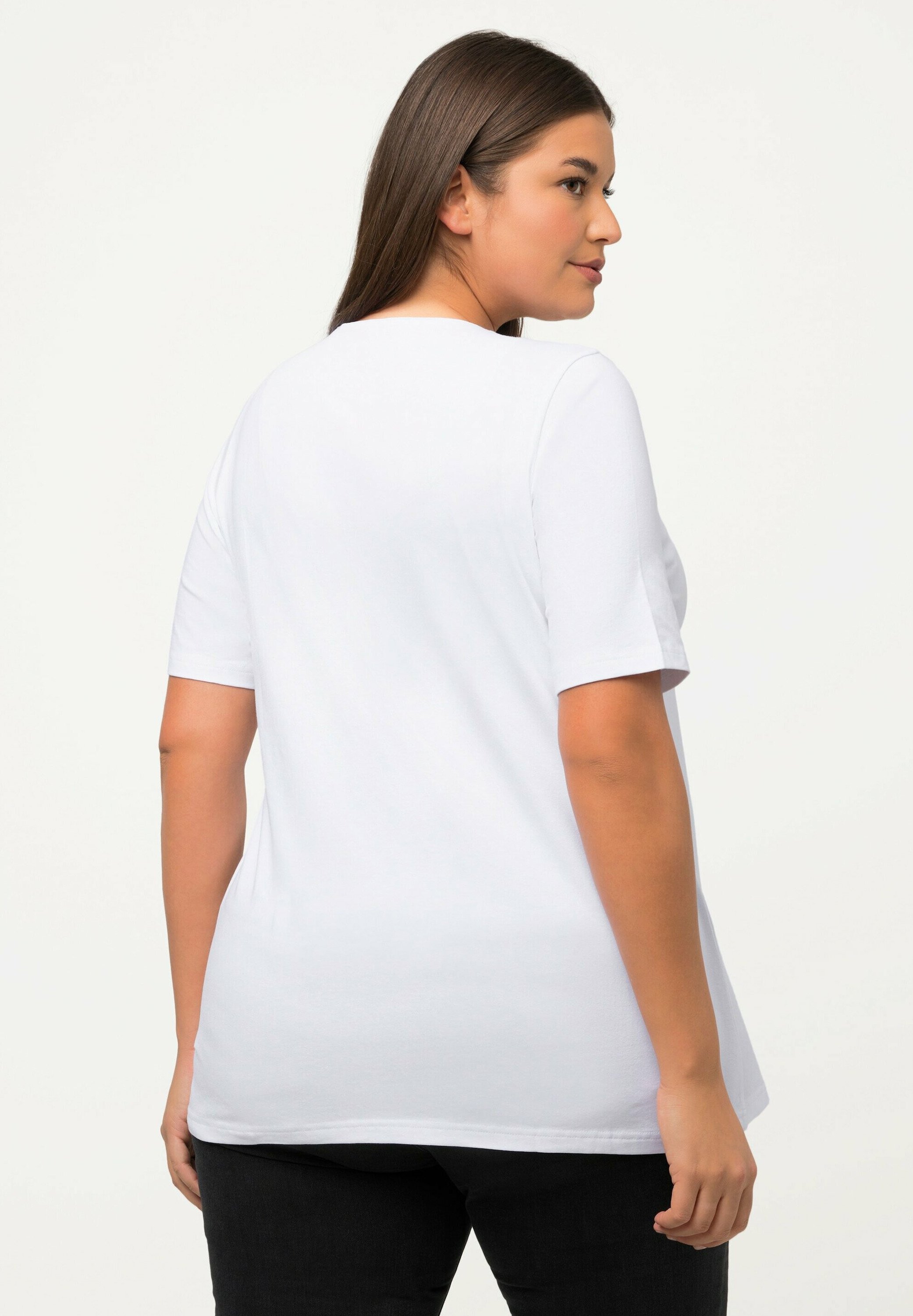 Ulla Popken T-shirt Donna Taglie Forti – Scollo A V, Linea Ad A – 100% Elastan – Colore Unico
