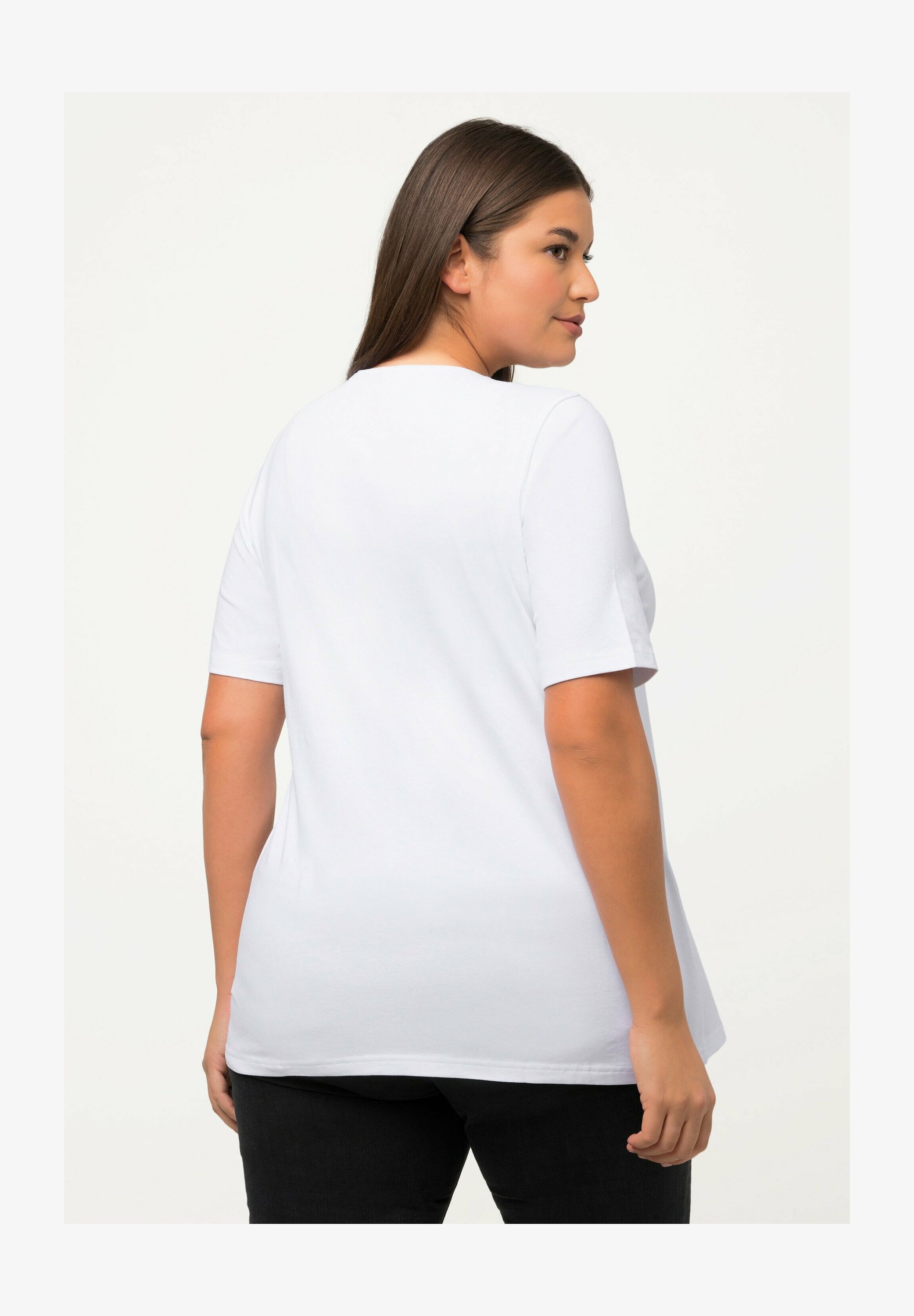 Ulla Popken T-shirt Donna Taglie Forti – Scollo A V, Linea Ad A – 100% Elastan – Colore Unico
