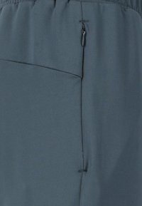 Grå träningsshorts i glatt tyg med resår i midjan, utrustade med en liten ficka med dragkedja på sidan och en slät framseam.