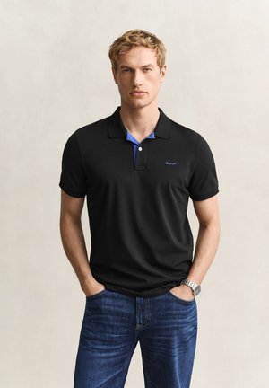 GANT CONTRAST RUGGER - Πόλο - black