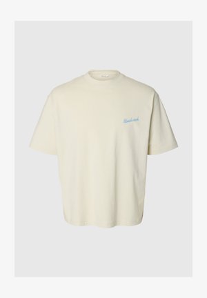 Selected, SLMRELAXEMERY GRAPHIC SS O-NECK TEE - Lihtne T-särk - silver birch