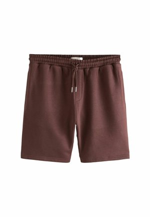 Short marron avec taille élastique, cordon de serrage et poches latérales, présenté à plat sur fond blanc.