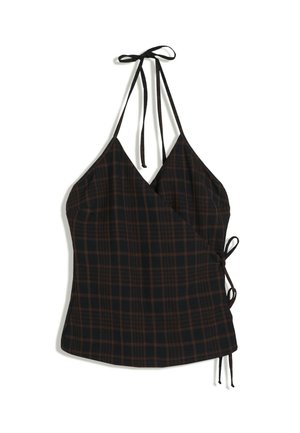 Bershka, CHECK HALTER CROSSOVER TOP - Blouse - royal blue