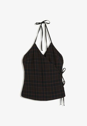 Bershka, CHECK HALTER CROSSOVER TOP - Blouse - royal blue