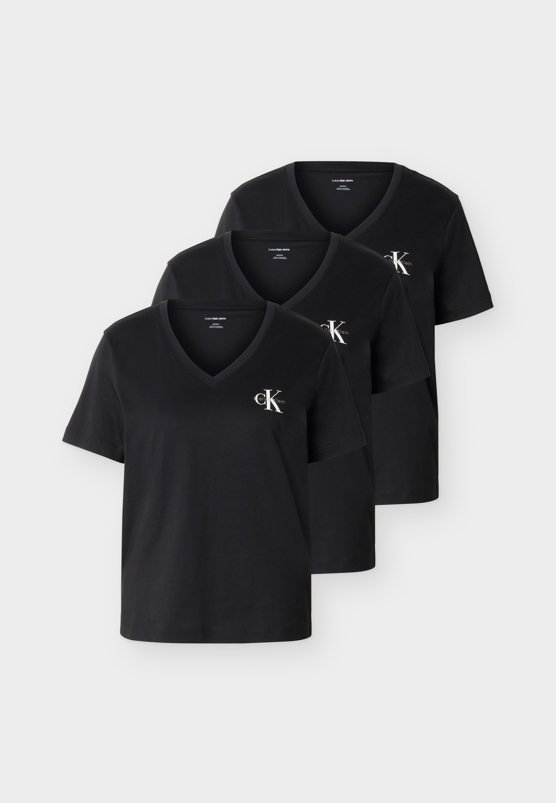 Calvin Klein Jeans MONOLOGO TEE 3 PACK - Jednoduché tričko - black