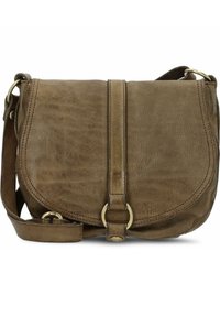 Sac à Dos/sac Bandoulière Campomaggi - Nylon Et Cuir, Kaki Vert - Fabriqué En Italie, Occasion Très Bon état