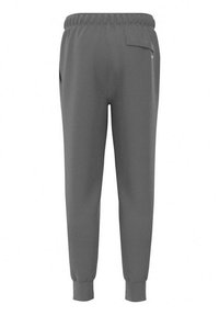 Pantalons de jogging gris avec une taille élastique, des poignets à la cheville et des poches latérales. Fabriqués dans un tissu doux et texturé avec un design minimaliste.