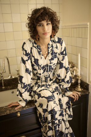 Cream CRLUCCA LONG DRESS - Jurk - navy flower print