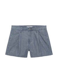 STRIPED WITH PLEATS - Shorts di jeans - dark blue
