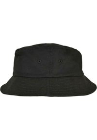 Musthave musta kalipp, mis on valmistatud pehmest kangast. Omab laia äärt ja külgedel on kaks ventilatsiooniava. Olemas on ka õmblustooted.
