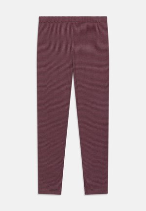 Bordeaux leggings med tynne horisontale striper, en elastisk midje og en glatt tekstur. Designet for en tettsittende passform.