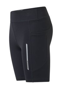 Short de sport noir avec une poche latérale et une bande verticale réfléchissante portant la mention Swedemount sur la cuisse.