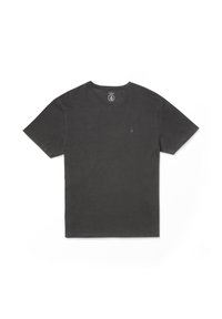 T-shirt en coton gris foncé uni à manches courtes et col rond, avec un petit logo brodé sur la poitrine gauche.